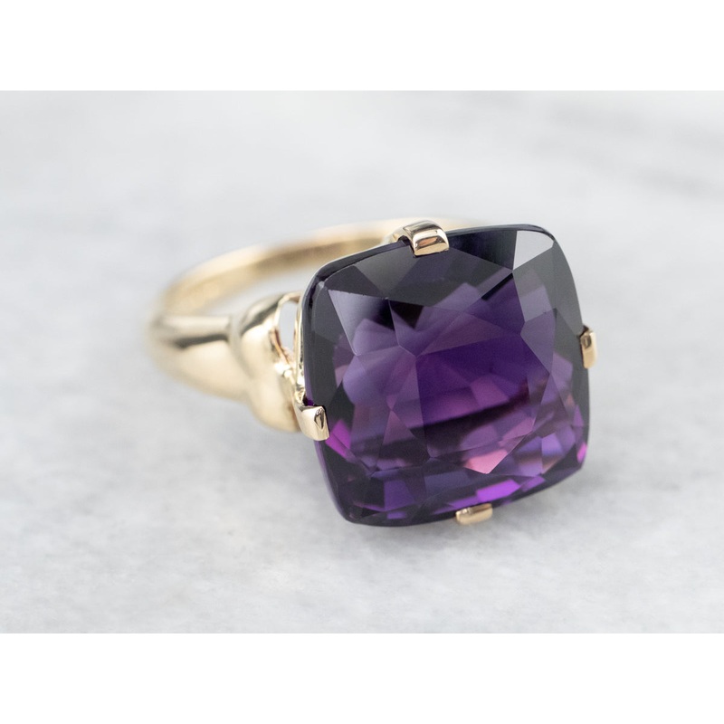 Amethyst Statement Ring in Yellow Gold - The Departure Lounge